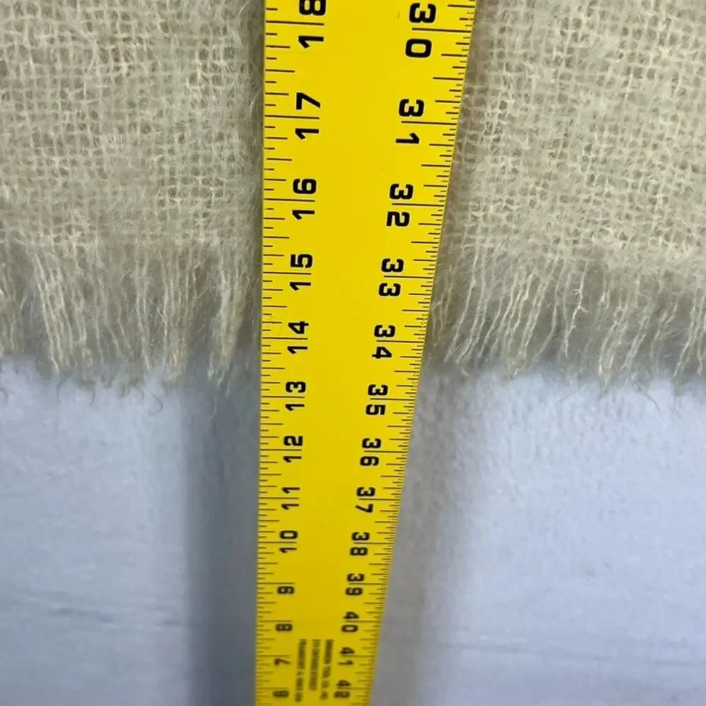 Unbranded Luxurious Rectangle Thin Open Knit Soft Mohair Fringe Scarf 68